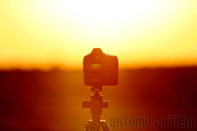1DX MKII camera recording sunset